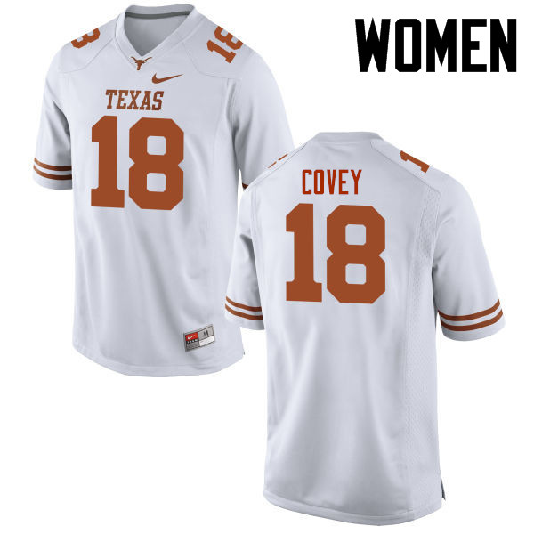 Women #18 Josh Covey Texas Longhorns College Football Jerseys-White